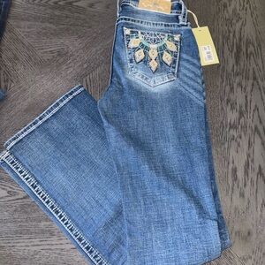 Miss Me Blue Boot Cut Jeans with Embellished Pocket